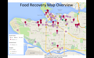 A screen shot of a food map created by LFS 350 students to link potential donors and recipients.