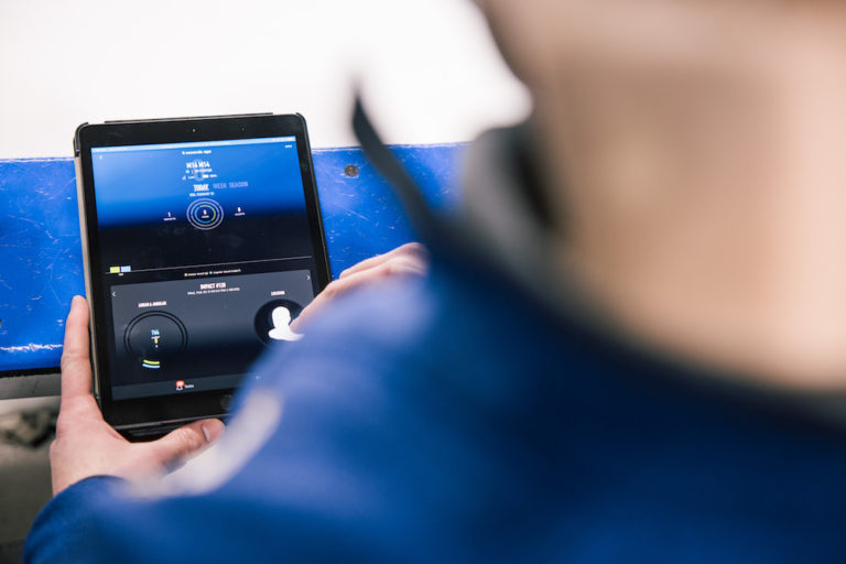 Data captured during practice or games is streamed straight to research tablets in realtime. Credit: Kai Jacobson