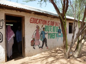 The outside wall of a school in Dadaab. Photo credit: Rita Irwin