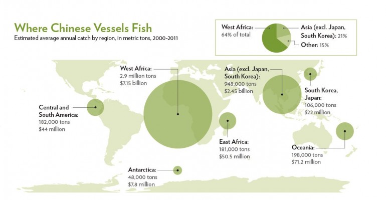 Map: Where Chinese Vessels Fish. Map credit: Sue-Lyn Erbeck/The Pew Charitable Trusts