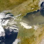 Viruses and bacteria fall back to Earth via dust storms and precipitation. Saharan dust intrusions from North Africa and rains from the Atlantic. Credit: NASA Visible Earth