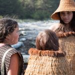 Young Haida actors prepare to film a scene in the ancient village of Yaan, Haida Gwaii. SGaawaay K’uuna (Edge of the Knife) is the first feature film in the Haida language, and features an all-Haida cast. Credit: Farah Nosh