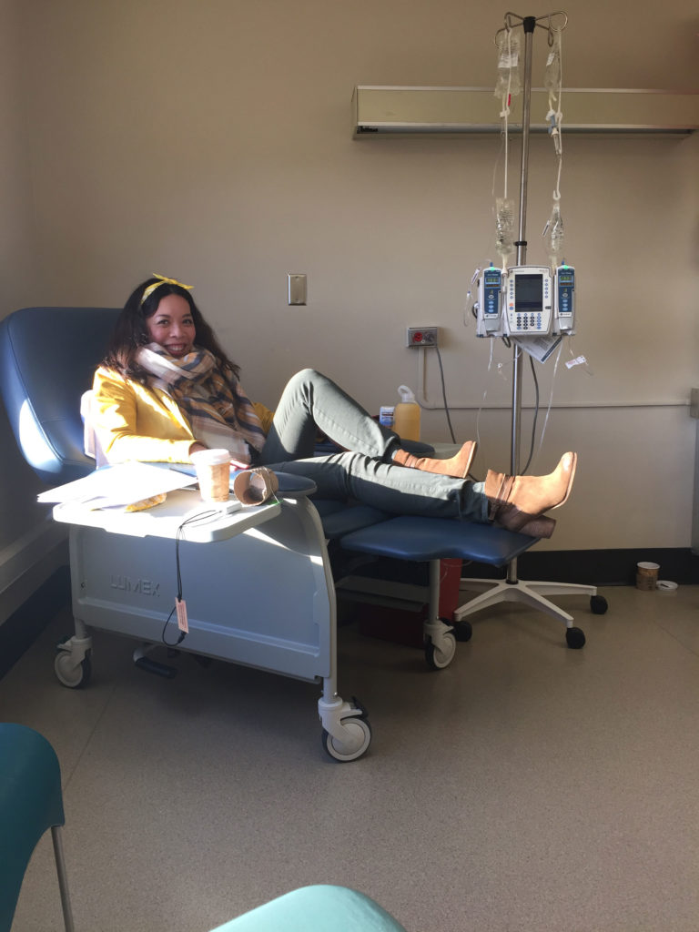 Mary during her first round of chemotherapy in 2016
