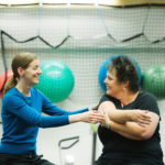 Dr. Kristin Campbell (left), associate professor at UBC’s department of physical therapy, with former BC Cancer patient Scenery Slater. Credit: Martin Dee/University of British Columbia
