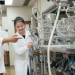 Anubhav Singh with student Xinyu Li who was doing her undergraduate thesis. They are in the food process engineering lab. Credit: UBC Land and Food Systems