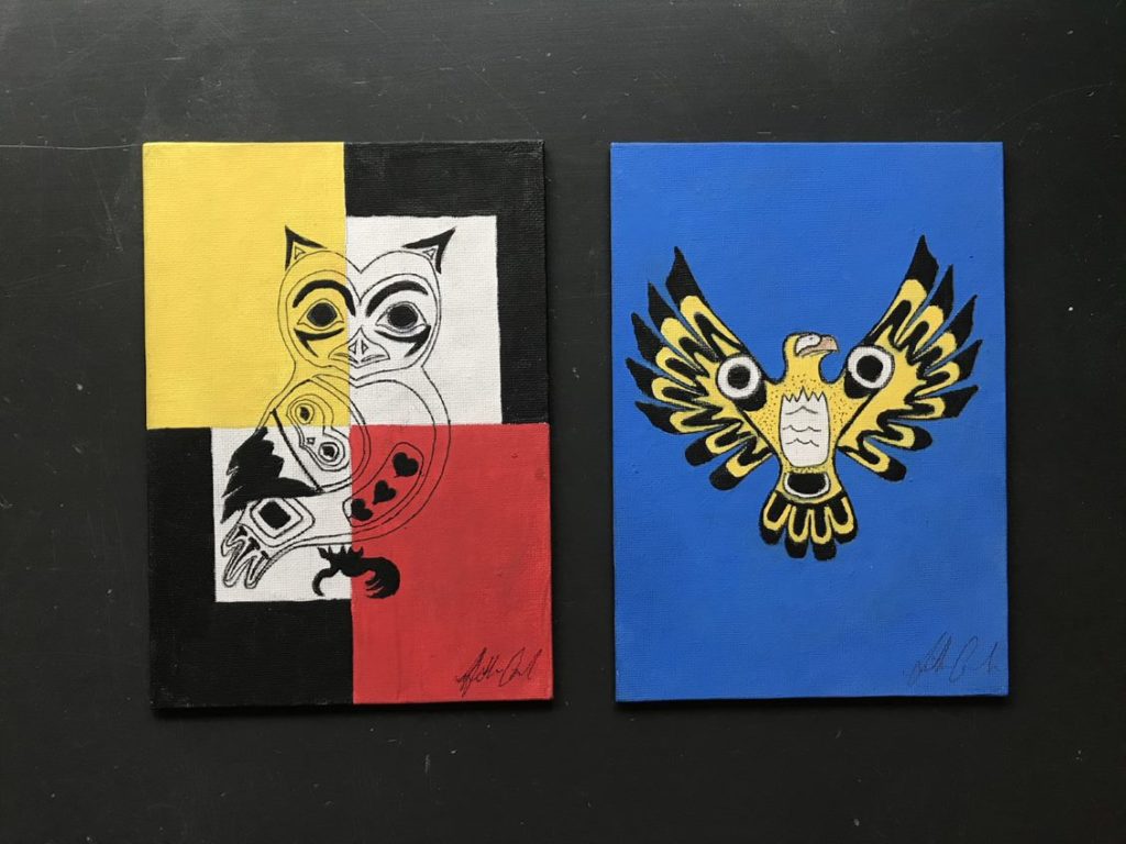 Owl and eagle paintings