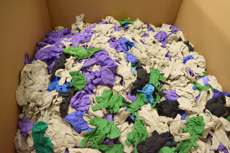Box filled with gloves