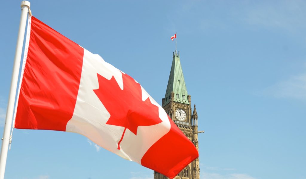 Canada flag in Parliament